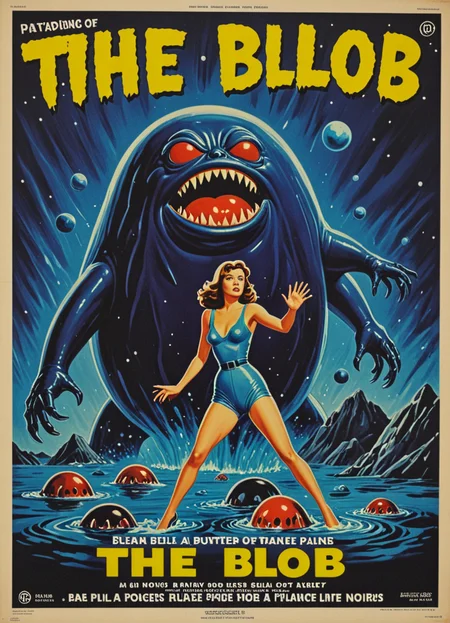 vntgpstr of "The Blob" vintage noir <lora:vintage_poster-000003:1>