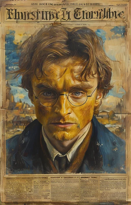 masterpiece,best quality,illustration,american newspaper front page,<lora:aninewspaper-sdxl:0.8>,van gogh