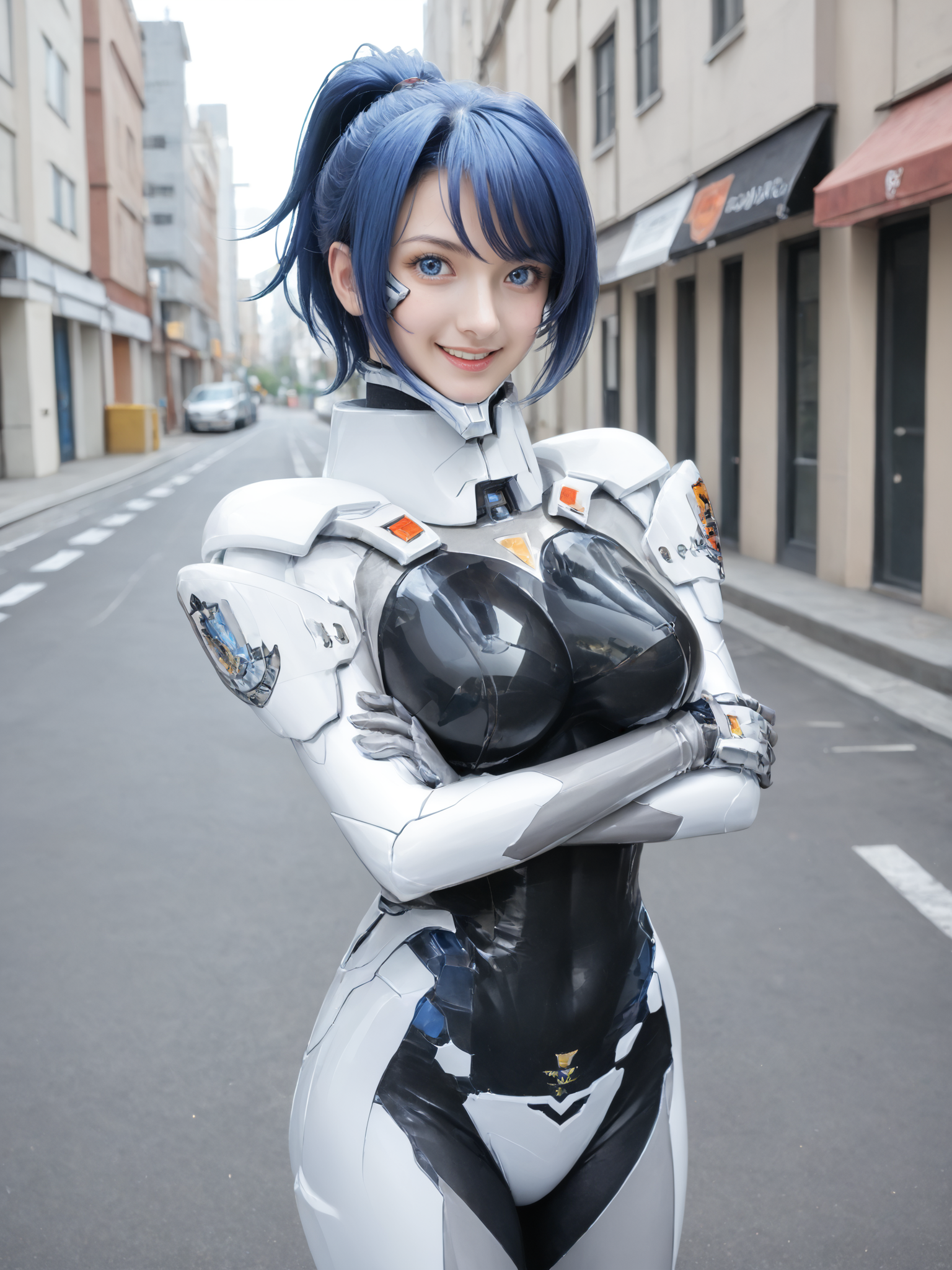score_9, score_8_up, score_7_up, zPDXL, zPDXLpg, <lora:offset_0.2:0.1>, <lora:spo_sdxl_10ep_4k-data_lora_webui:1>,
1girl, solo, realistic,
germanfortifiedsuit, <lora:German_Fortified_Suit_v2:1>,
helgarose von falkenmayer, blue hair, blue eyes, ponytail, large breasts, short hair,
smile, looking at viewer, crossed arms, facing viewer, cowboy shot,
outdoors, city, street