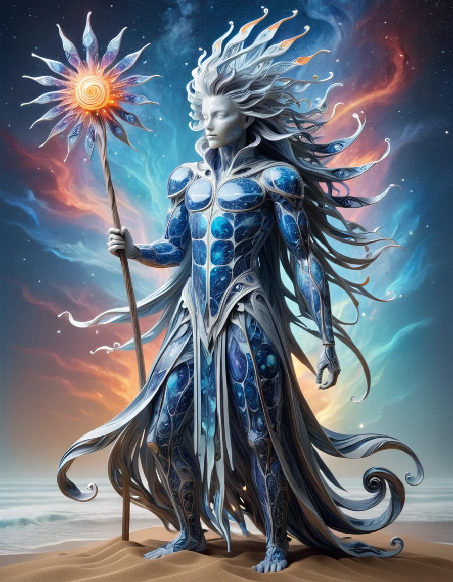 full body, dynamic pose, ral-cnvctncrnts, crisp focus,ethereal fantasy concept art of intricate paper quilled sand spirit holding staff, complex nebula background, vibrant, beautiful paper quills, hyper detailed, insane depth, gorgeous composition, chaotic but orderly, magnificent, celestial, ethereal, painterly, epic, majestic, magical, fantasy art, cover art, dreamy, magic, surreal, fantasy, digital art, wlop, artgerm and james jean, ultra hd, realistic, vivid colors, made out of ral-phtvoltc <lora:ral-phtvoltc-sdxl:1>
