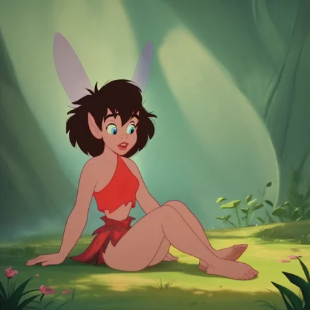 score_9, score_8_up, score_7_up, score_6_up, score_5_up, score_4_up, CrystaFern, fairy, sitting on the ground, brown hair