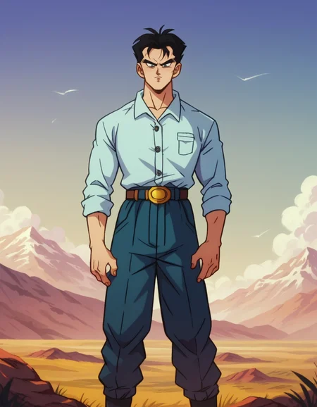 zPDXL, score_9, score_8_up, score_7_up, score_6_up, score_5_up, source_anime, 4k, absurdres, 1boy, solo,
<lora:Broly_v1:0.8> dbsb, retiree american man angular face crooked nose gray cat-eye eyes harelip, wavy ombre low fade classic dress shirt hiking pants belt, iceland