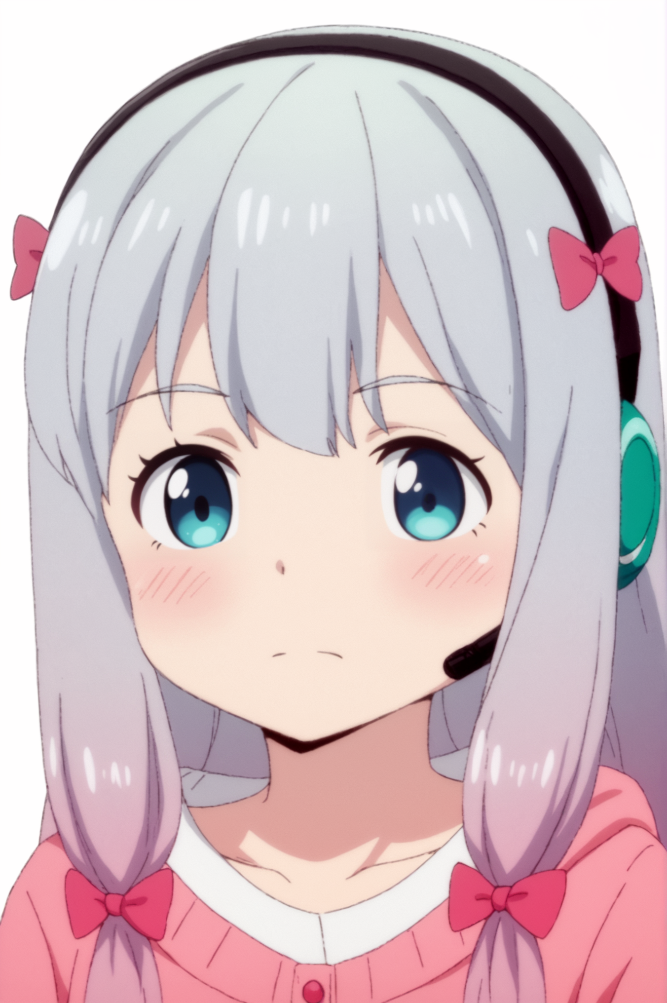 <lora:Sagiri_Izumi:0.7>  Sagiri Izumi, white background, upper body, headphones <lora:sdxl_lightning_4step_lora:1>
