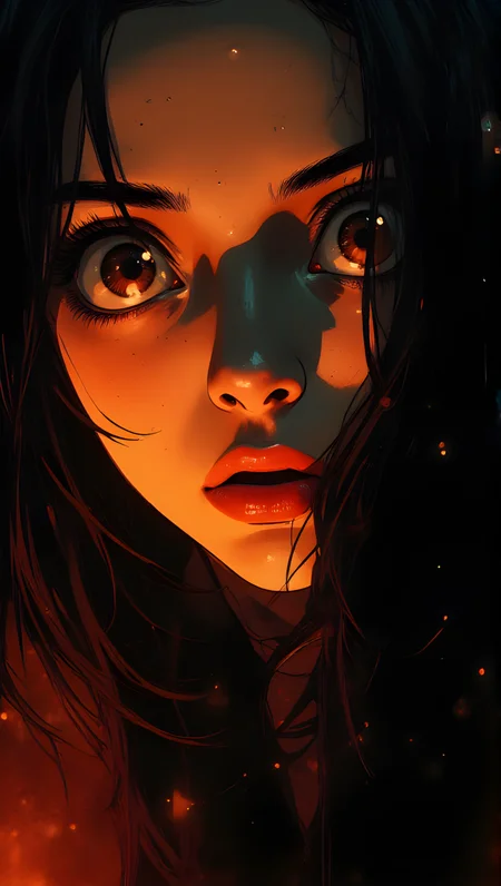 A highly detailed and emotive illustration of a woman's face. The artwork uses a dramatic interplay of light and shadow to create a sense of depth and intensity. The woman's face is partially illuminated by a warm, orange light that highlights her features, while the rest of her face remains in shadow, adding to the overall moodiness of the piece.
Her eyes are wide open, with a look of surprise or shock, and her mouth is slightly parted, suggesting a moment of intense emotion. The lighting accentuates the contours of her face, particularly around her nose and cheeks, creating a three-dimensional effect.
The background is dark and indistinct, which helps to focus attention on the woman's face. The use of color is limited but effective, with the warm tones of the light contrasting sharply against the cooler, darker areas of the image. The overall style of the illustration is realistic yet expressive, capturing a fleeting moment of human emotion with great skill and sensitivity.
j_art, anime, anime art, <lora:FLUX\jul\J_Anime:1.0>, <lora:FLUX\Anime Art V3:0.1>, <lora:FLUX\RM_Artistify_v1.0M:0.1>, <lora:FLUX\RetroAnimeS1.1:0.1>