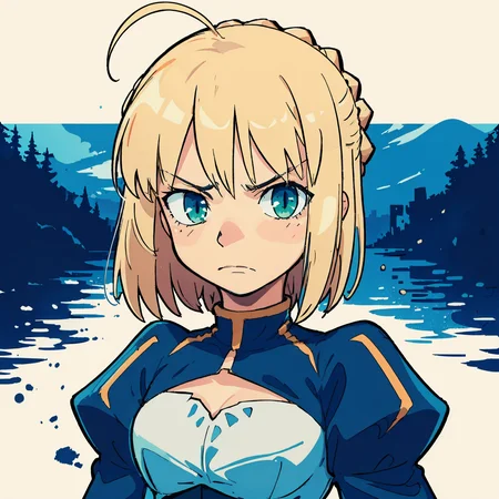 artoria pendragon \(fate\),frown,dress
high quality masterpiece <lora:epiNoiseoffset_v2:1> <lora:bacunStyle_bacunStyleV1:0.5> <lora:ironcatlora1Artoria_v10:0.7>