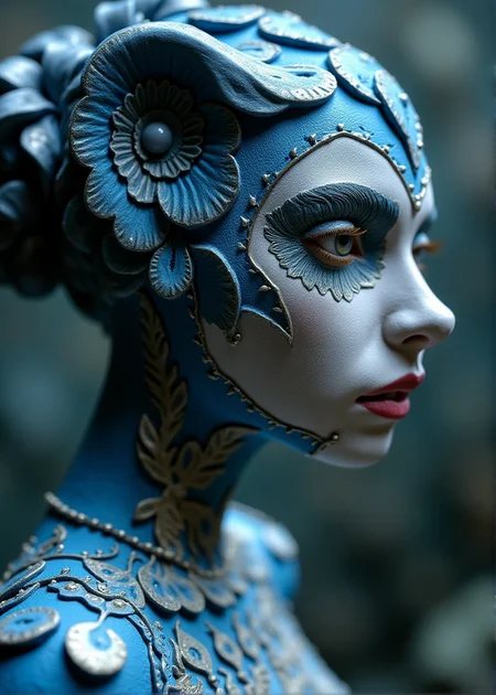  claymation, 

Photographic, photo grain, 4k, UHD—Thick layered papercut art of a furry in a dramatic, fantasy-inspired scene, infused with fractal art and dynamic angles. The artwork, reminiscent of Todd Lockwood's famous pieces, captures a lithe female fusion of a skinwalker and kongamato with crystallized skin. Featuring a 1Girl face with very subtle lion traits and heavy silver blue and gold black makeup, the scene is brought to life with deep 3D volumetric effects, rich dimensional depth, thick paper textures, and tangible, heavy layers

 made of clay