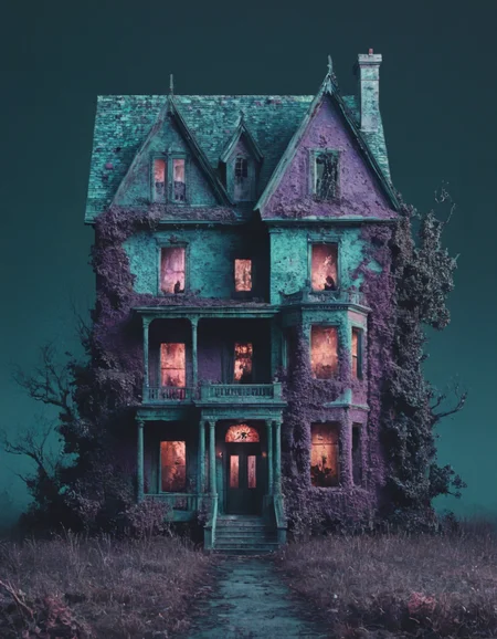 novuschroma style haunted house <lora:104_novuschroma_1:1>