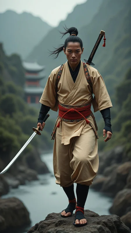 ultra high-definition photo of a ninja with a sword drawn floating above the rooftops in ancient Japan, in the style of the Edo Period, photorealistic, high detail, shot on a Sony A7 III 
, aidmafluxpro1.1 <lora:aidmaFLuxPro1.1_v0.3_IL:0.7>