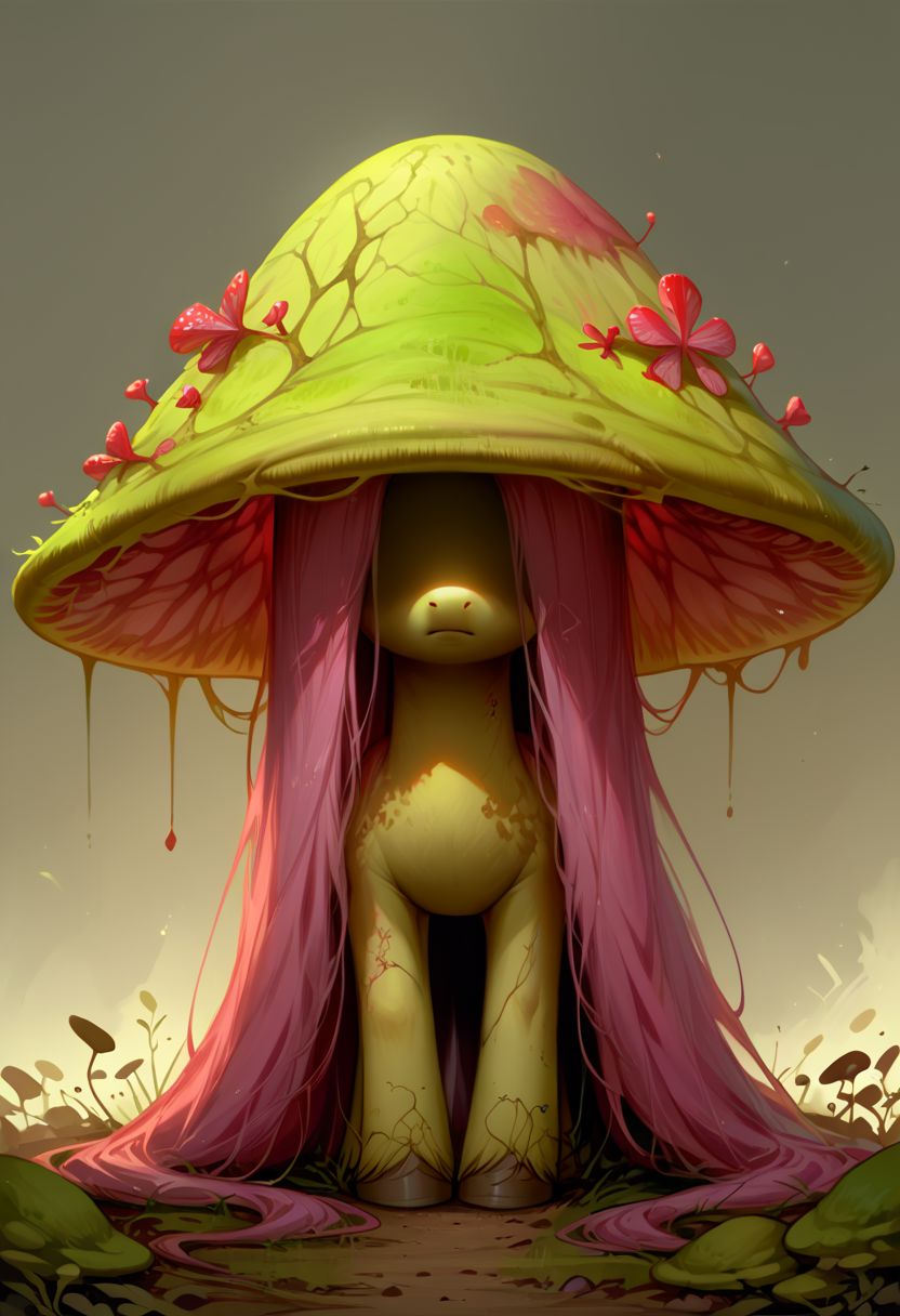 score_9, score_8_up, score_7_up, source_pony, solo, Fluttershy, looking at the viewer, (feral pony:1.5), (no eyes, eyeless:1.5), fungus growth, fungus infected skin, fungus body, fungus covered eyes, simple background, (detailed image, high resolution, 5k resolution:1.0), (horror art style:1.1)