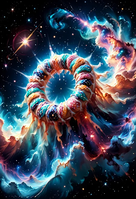 
lazyup,score_9, score_8_up, score_7_up, d0nu71f13d, mad-nbla, scenery, nebula, cosmic galaxy made of transparent doughnut, nebula, by hubble, circle shaped stars,