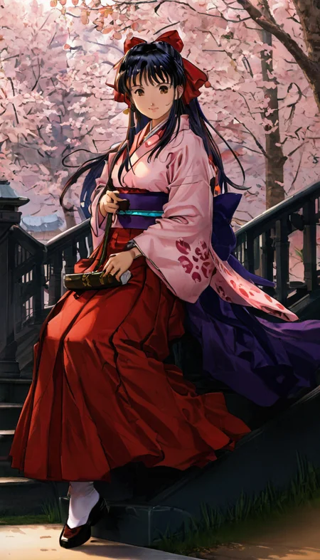 <lora:shinguuji_sakura-pony-1.0:1>,score_9,source_anime,shinguuji sakura,japanese clothes,1girl,