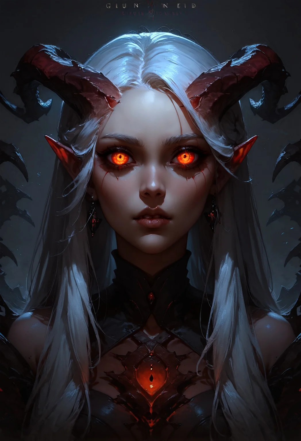 score_9, score_8_up, score_7_up,  rating_safe, 1girl, solo, glow eyes, white hair, red light, demon, full face, symmetry, dark theme  <lora:pony/concept_art_darkside:0.8> concept art, realistic <lora:pony/gwent_v2.0:0.6> gwentstyle <lora:pony/expressiveh:0.8> expressiveh