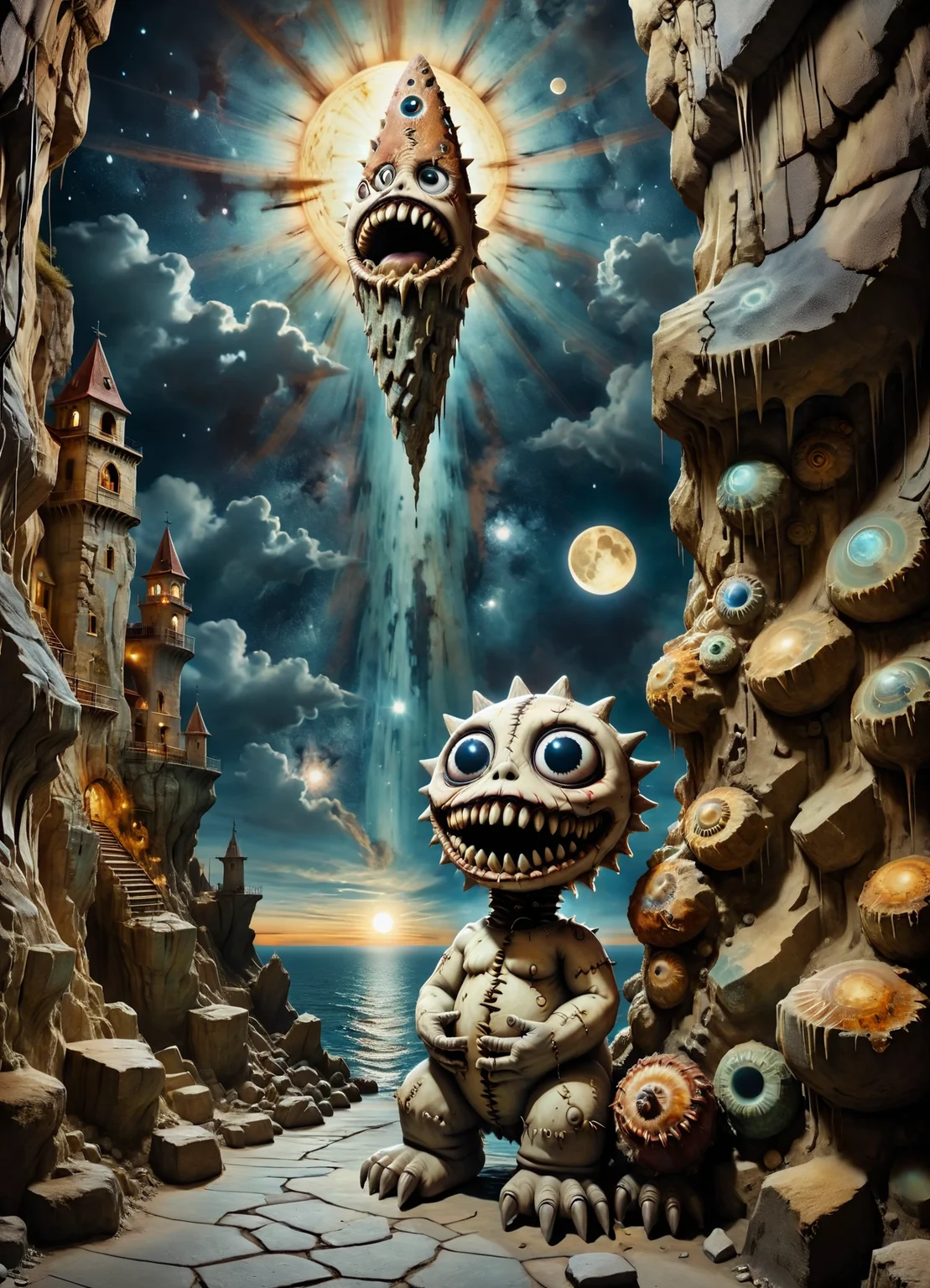 DonMCr33pyD0115XL harbor celestial harmony,prophecy,street art,stalagmite, <lora:DonMCr33pyD0115XL:1>