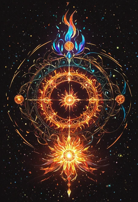 anime artwork <lora:R0k00bstr0ctHD:1>,r0k00bstr0cthd,r0k00bl0ckb0ckgr00ndhd,(shiny, fire, multicolored, black background, glowing, magic circle, aura), . anime style, key visual, vibrant, studio anime, highly detailed