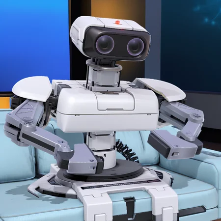 <lora:ROBXL:0.7> black robot robxl wearing white jacket with high collar,Playstation 5, on light blue couch, (anime, masterpiece, intricate:1.3), (best quality, hires textures, high detail:1.2), (4k),(incredibly detailed:1.4),UHD, 8K, ultra detailed