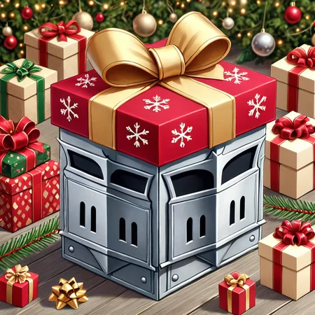 hol1d@yb0x knight, <lora:HolidayBox:1> , festive, jolly, best quality, gift box,âââ