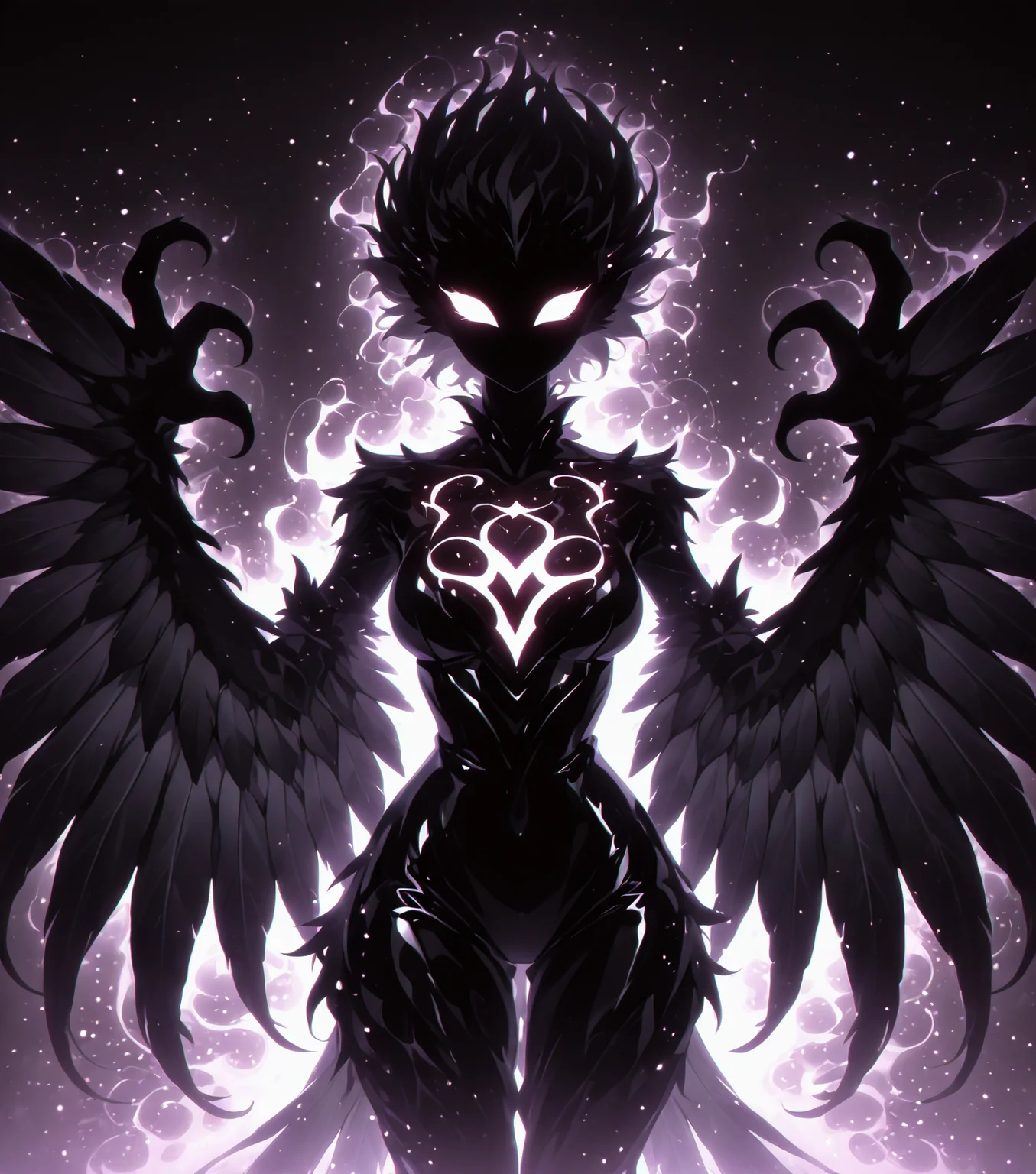 <lora:Shadows_v3_Buns:0.75> sh4d0wv3, black silhouette, solo, harpy, masterpiece, best quality, amazing quality