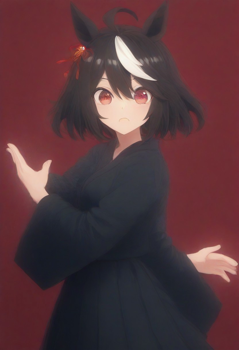 ((kitasan_black_\(umamusume\) ),) ,Taste the Rainbow , solo , 
1girl ,ahoge ,  animal_ears ,kouhaku_nawa ,  sharp focus, dynamic lighting. play of light, reflection, refraction, Raytracing, Ultra detailed,Tokyo Tower,  , multicolored_hair , oil-paper_umbrella , open_mouth , red_eyes , rope , shimenawa , short_hair , smile , solo , streaked_hair ,  wide_sleeves ,umamusume, colorful ,Ultrarealistic,
black_hair , black_kimono , brown_hakama , from_side , hair_between_eyes , hakama , holding , holding_umbrella , horse_ears , horse_girl , japanese_clothes , kimono ,
