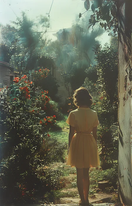 masterpiece,best quality,<lora:tbh156-sdxl:1>,illustration,style of Philip Lorca diCorcia, garden