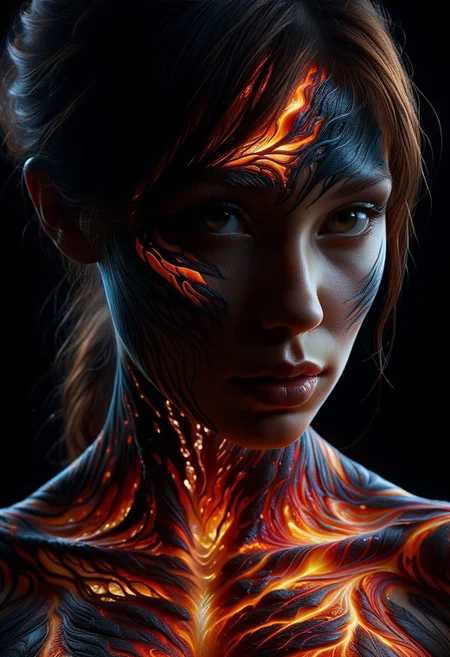 Close-up face, mysterious silhouette of a woman ral-lava clothing, backlit, alluring goddess, by Minjae Lee, Carne Griffiths, Emily Kell, Steve McCurry, Geoffroy Thoorens, Aaron Horkey, Jordan Grimmer, Greg Rutkowski, amazing depth, double exposure, surreal, geometric patterns, intricately detailed, bokeh, perfect balanced, deep fine borders, artistic photorealism , smooth, great masterwork by Suiras <lora:add-detail-xl:2> <lora:Double_Exposure:0.5>