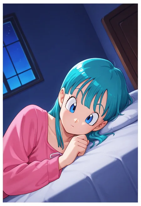 Score 9, Score 8, Score 7, Masterpiece, High Quality, Good Quality, Latest Model, High Resolution, Absurd, ((White Border)), Cinematic Lighting, High Contrast (Rim Light: 0.6), Dynamic Vision, <lora:illustriousXL_stabilizer_v1.23:0.3> <lora:NOOB_vp1_detailer_by_volnovik_v1:0.3> <lora:ponyv6_noobE11_2_adamW-000017:0.45> <lora:checkpoint-e18_s306:1.5> <lora:haiz_ai_illu:0.7>, Vibrant Colors, Bright Color, Dynamic Pose, Dynamic Angle, Dynamic Composition, Dynamic Colors, Colorful Image, High Contrast, Saturated Colors, Thick Line, Bright Colors, Good Lighting, Color Saturation,
masterpiece, best quality, source_hentai, medium shot,
bulma, dragon ball \(classic\), blue eyes, aqua hair,
In her room, window at night, blue bed,
pink pajamas, long pink nightgown, lying down, melancholic, medium shot, close-up face,