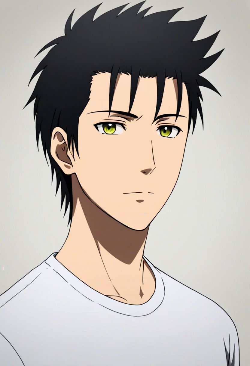 Highres, Masterpiece, High Quality, 4K, 8K, solo, 1Boy, Soujirou Agata, borown eyes, black hair, Shirt, passport_photo_style, looking at viewer, focused gaze forward, plain background, straight body, head upright, easynegative, detailed_eye_model