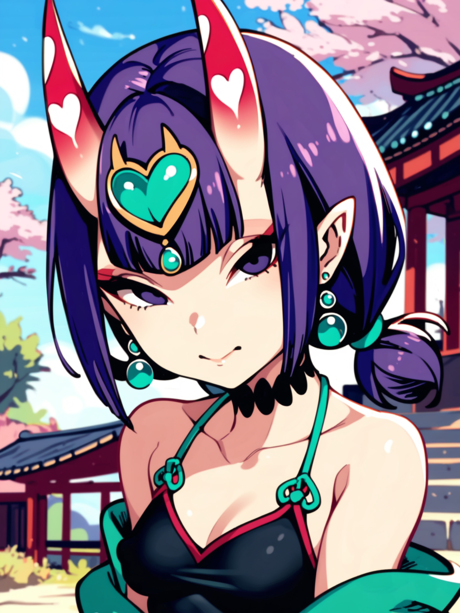 <lora:happy_tentacle-irshuten-v0.3-000011:0.8>, ht_irshuten, earrings, headpiece, choker, (purple hair, purple eyes:0.8), (small breasts:1), , grimace, outdoors, day cowboy shot, 1girl, (petite:1.2), solo focus, (looking at viewer:1.1), sidelighting, (depth of field:0.8), , score_9, score_8_up, score_7_up, score_6_up, score_5_up, score_4_up