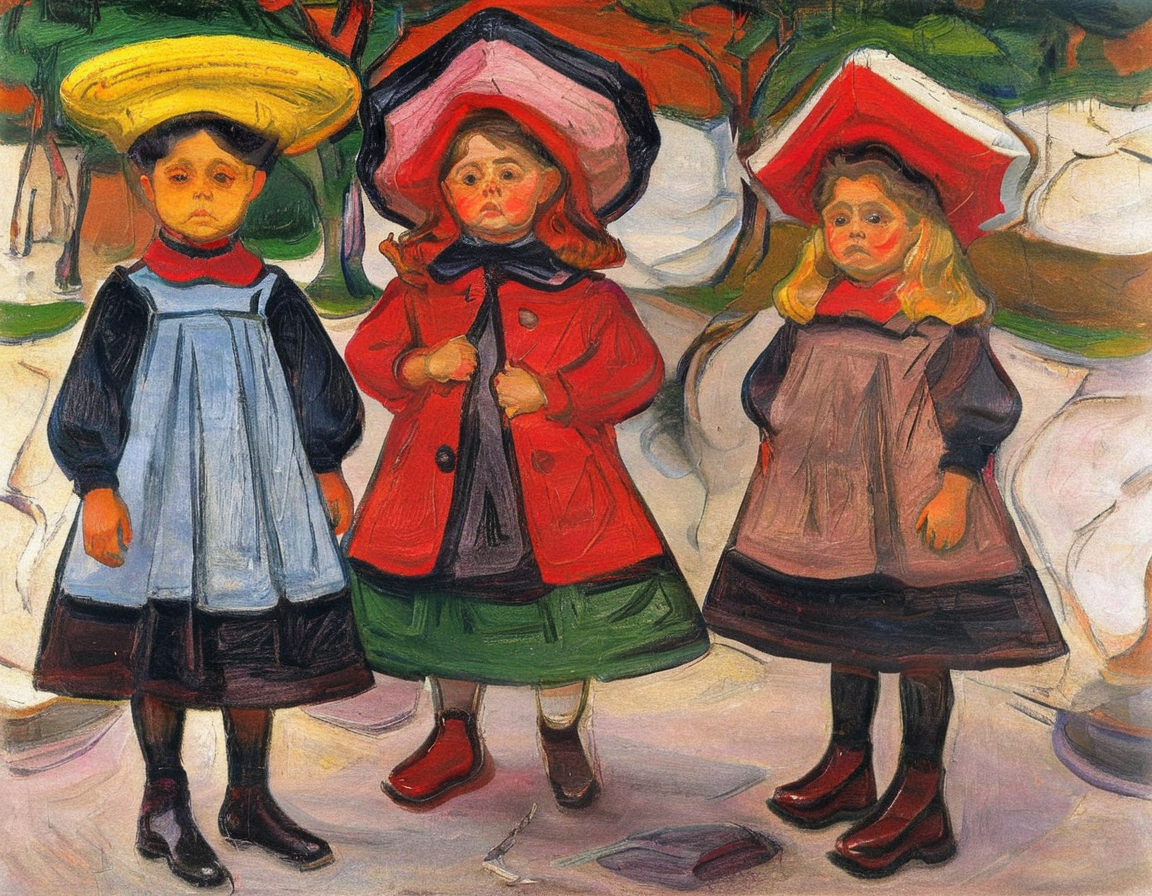 <lora:mnch:1>mnch, children wearing hats