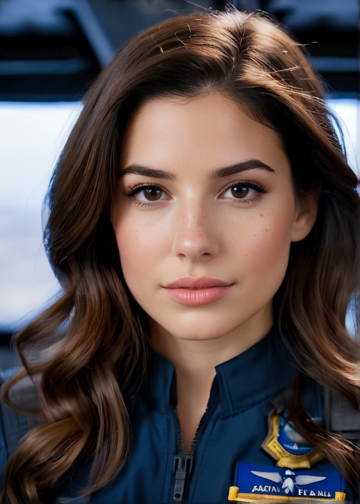Photo of Estella Beatriz, posing in officers quarters on an industrial spaceship, space captain uniform, <lora:PerfectEyesXL:0.4>, (detailed beautiful face, detailed, ultra-detailed body:1.1),best quality,photo-realistic,highly detailed,absurdres,cinematic lighting,hyper-realistic,sharp focus,32k resolution,detailxl,SimplePositiveXLv2,
