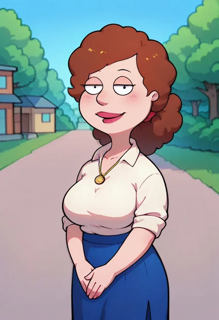 score_9,score_8_up,score_7_up,score_6_up,best quality, 1girl, solo, neighbourhood, houses, tree, blue sky, outdoors,
BREAK
unnamed girl, brown hair, black eyes, (mature female:1.5), (plump:1.2), large breasts, huge hips, white sweater, rolled up sleeves, blue skirt, stockings, own hand together, blush, smile, looking at viewer, long skirt, half-closed eyes, necklace,