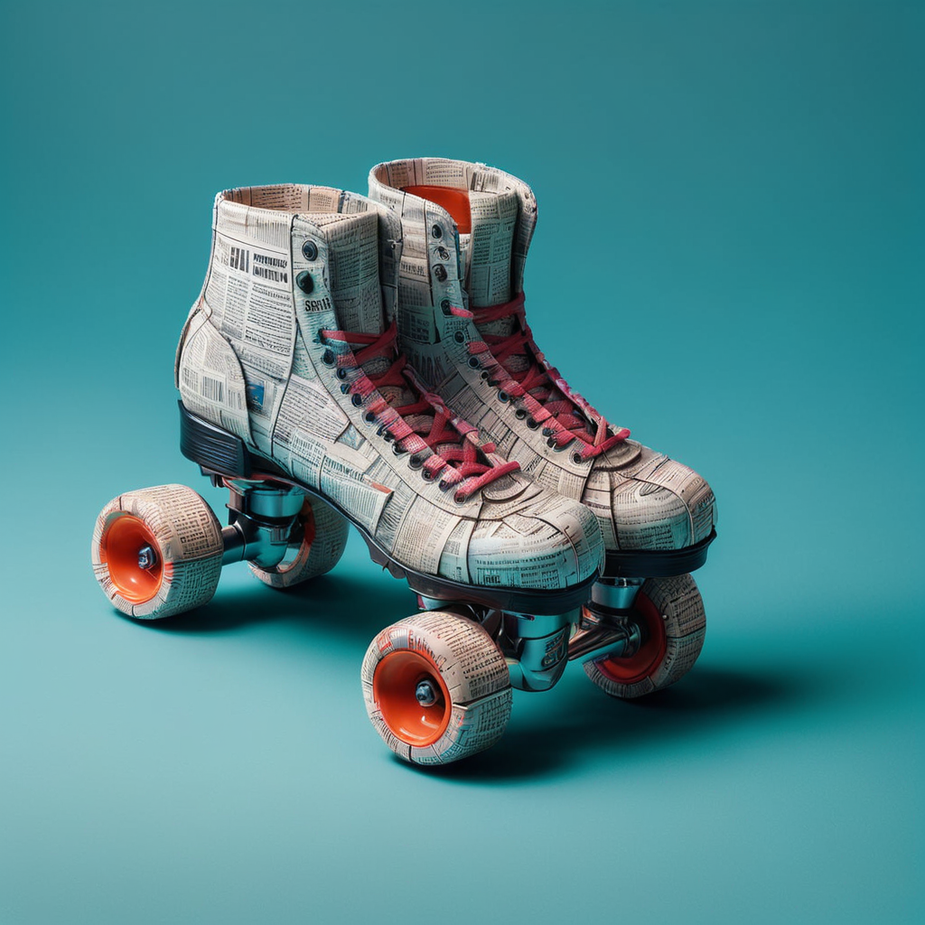 Roller skates made out of newsp4per<lora:newsp4per:1>