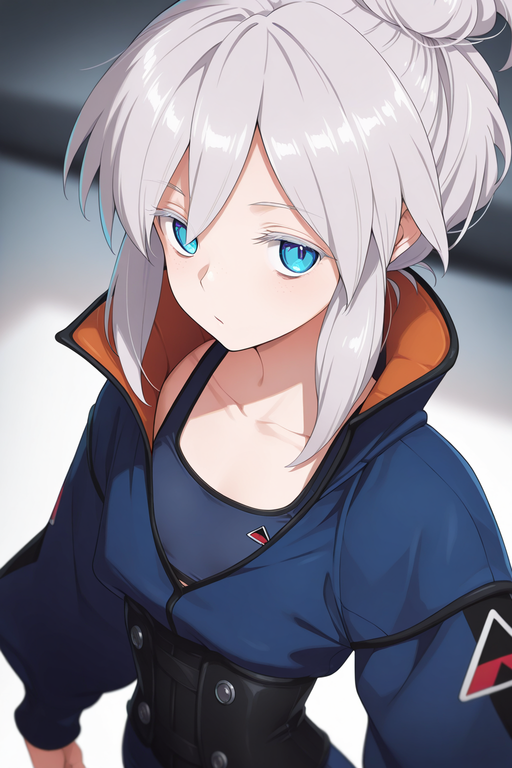 1girl,
DeuxMurasameGundamGQ, DMPilotSuit,
general, solo, perspective, upper body,
grey hair, blue eyes, colored eyelashes, collarbone,
popped collar, blue bodysuit, long sleeves, sports bra, corset,
depth of field,
<lora:kp_DeuxMurasameGundamGQIllustrious_v1_0:1.0>,
masterpiece, best quality, amazing quality