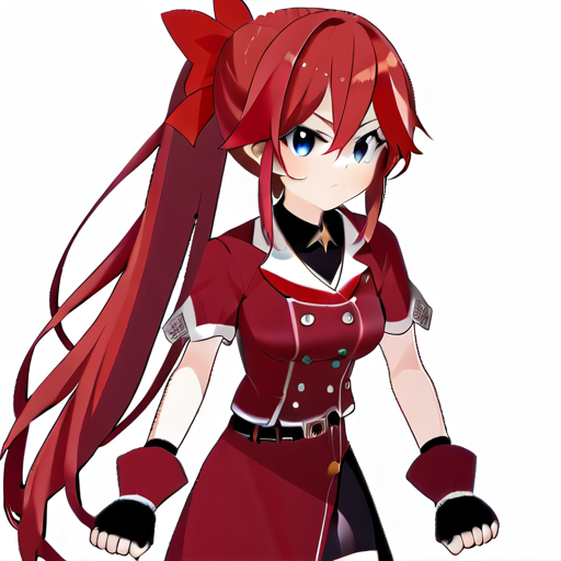 masterpiece,best quality,highly detailed,score_9,score_8_up,score_7_up,score_6_up,source anime,
BREAK,Unlovely, red hair, long hair, ponytail, blue eyes, 1girl, solo, virtual YouTuber, gloves, skirt, fingerless gloves, white background, red skirt, red nails, bike shorts, red ribbon.,female focus,
<lora:Cure_Unlovelyã­ã¥ã¢ã¢ã³ã©ããªã¼:1>