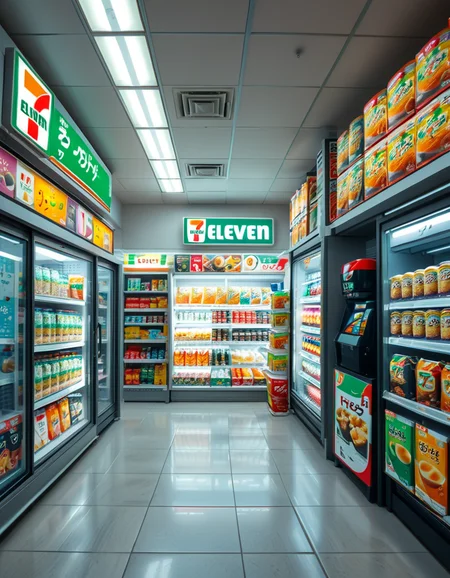 The interior of a Japanese 7-Eleven convenience store, brightly lit and impeccably organized. Shelves are neatly stocked with a variety of colorful snacks, including Japanese-exclusive chips, candy, and instant ramen with vibrant packaging. A refrigerated section displays an array of neatly arranged onigiri, bento boxes, and sandwiches, each with detailed labels. The drink section showcases an assortment of bottled teas, unique flavored sodas, and energy drinks in sleek, modern packaging. A small counter near the entrance features a steaming selection of freshly prepared oden in a glass display, emitting a warm, inviting aroma. The store's floor is pristine, with clear aisle markers and signs in both Japanese and English. A self-checkout kiosk and a cashier counter equipped with a digital payment system are visible in the background. Soft background music plays, adding to the welcoming atmosphere. The image is highly detailed and photorealistic, capturing the textures of product packaging, the glow of refrigerated displays, and the immersive experience of a Japanese convenience store.
<lora:SDXLFaeTastic2400:0.4> <lora:extremely_detailed:0.4> extremely detailed, <lora:Japanese_7-Eleven:1>,Japanese 7-3l3v3n, Masterpiece,best quality,hi res,8k,hi res,8k,award winning,(sharp focus, intricate, highly detailed),