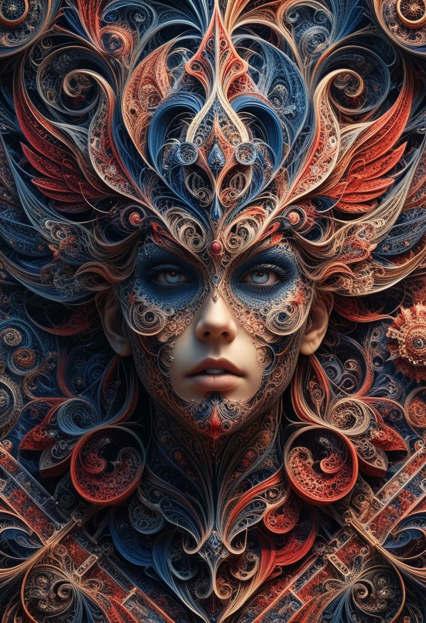 photo of a paisley pattern, boteh, paisley, navy blue, madder red, almond, official art, aesthetic, dynamic angle, hyper detailed, order and chaos, dark colors, (extremely detailed, intricate details, masterpiece, best quality, 8k wallpaper:1.4), dramatic lighting, (dark blue and madder red palette:1.2), twisting paisley