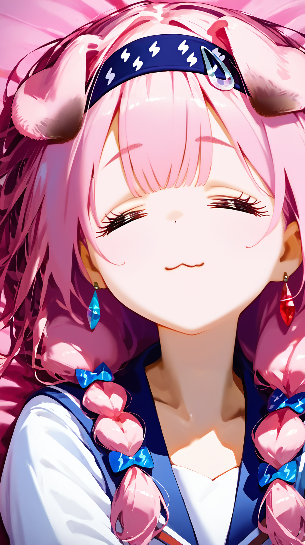 score_9,score_8_up,score_7_up,score_6_up,score_5_up,score_4_up,source_anime,rating_questionable,style_3 BREAK (1girl:1.1),masterpiece,original,detailed eyes,very delicate and beautiful,absurdres,shiny skin,<lora:Goldenglow_Arknights:1>,Goldenglow,cat tail,cat girl,cat ears,folded cat ears,earrings,<lora:eyelashes_pony_V1.0:0.6>,(eyelashes:1.1),(face focus:1.2),<lora:gusha_s_style:0.9>,<lora:ChamElfExpressionPonyXL:1.1>,=w=,(closed eyes:1.1),:3,= =,hairband,serafuku,