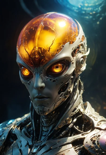 A multicolored translucent artialien, (translucent head:1.6), glowing eyes, neon highlights,
hyperdetailed realistic illustration, intricately detailed, highest quality, closeup,
BREAK, stylized photo, ultra level of detail and precision in the art, masterpiece, mixed media, intense mood, detailed shading,
subsurface scattering, light leaks, soft shadows, film grain, Dutch angle, narrow DoF, cinematic composition, mystic haze, dusty atmosphere, close-up, very detailed skin and scares, HDR, RAW photograph, eye catchlights, mystic haze, dusty atmosphere