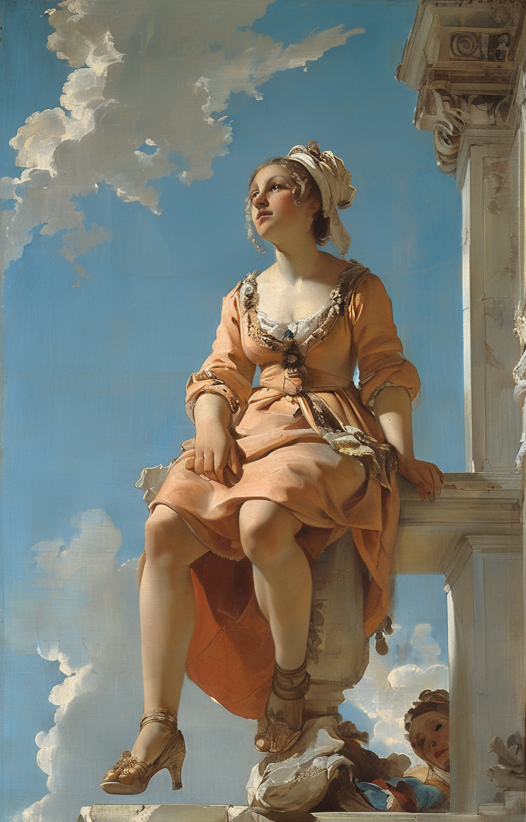 masterpiece,best quality,<lora:tbh352-sdxl:0.75>,illustration,style of Giovanni Battista Tiepolo tech genius teenage girl