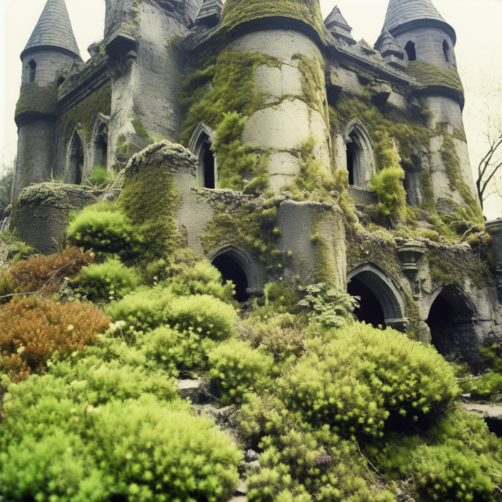 barnum-color analog film photo fantasy castle fortress,  city architecture overcome with plants , overgrown moss
 <lora:Overgrown-SDXL-b:1> . faded film, desaturated, 35mm photo, grainy, vignette, vintage, Kodachrome, Lomography, stained, highly detailed, found footage