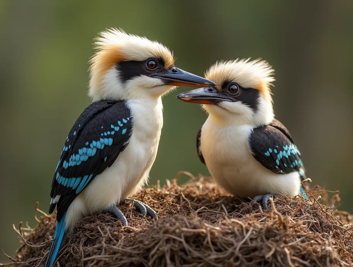 two kookaburras nesting, ludicriously cute