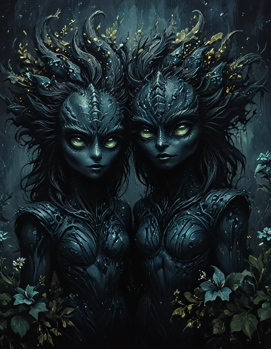 novuschroma69 dual dichotomy <lora:darmox-klingon_v1:0.9> kling0n alien pair  <lora:novuschroma64 style:1> novuschroma64 style <lora:novuschroma69 dual:1.25> <lora:sdxl_lightning_8step_lora:1> <lora:FaeTastic Details:1>