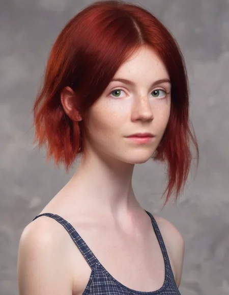 a wildlife drawning from the front with ambient lighting, captured by Warwick Saint; it is showcased an irish, adult, and fit woman, having a cherry-red-haired pixie haircut and a cute face; wearing a long private school uniform with detailed fabric; standing with a relaxed pose amidst a sauna. <lora:AnalukXL8:1>