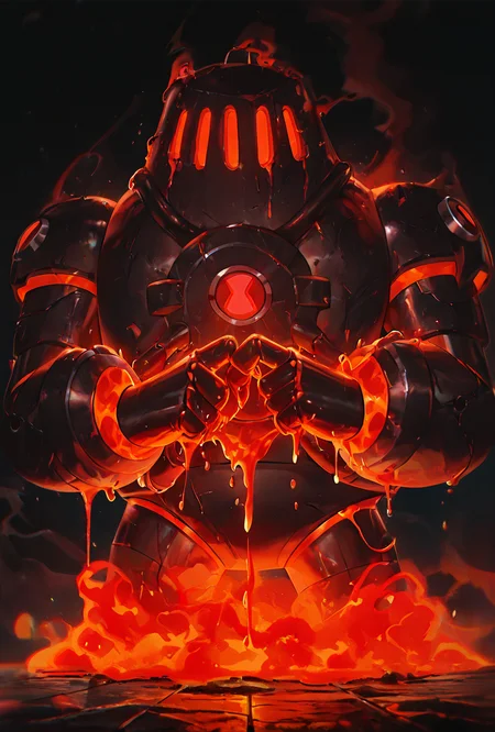 <lora:nrg-06:1> nrg, robot, on the floor, smoke, armor, red eyes, 3 eyes, dripping lava, in hell, upper body, bully pose, fists together
 <lora:WSSKX_WAI:1>, masterpiece, best quality, amazing quality, very aesthetic, absurdres, newest,