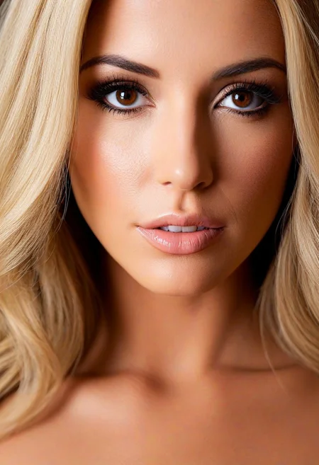 seductive beauty melanie, sexy female, frontal photo of a head, (detailed facial features:0.5), high quality, (intricate detail), ((incredibly detailed skin:0.5)), OverallDetail, blonde, brown eyes