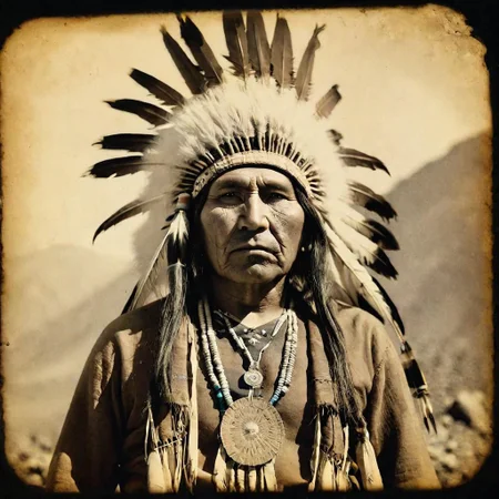 daguerreotype style photo of an american indian in nevada