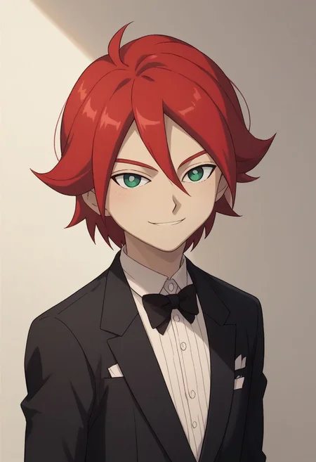 score_9, score_8_up, score_7_up, source_anime, highly detailed, 1boy, solo, male_focus, skinny, slender,
hiroto2, 1boy, solo, male focus, red hair, green eyes, formal, suit, smile, looking at viewer, upper body
indoor,