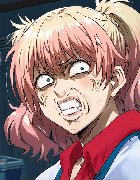 <lora:Hyper-SDXL-8steps-lora:0.5> score_9, score_8_up, score_7_up, score_6_up, source_anime, masterpiece, zPDXLxx,
<lora:animescreencap_xl:0.7><lora:HandFineTuning_XL:0.5>,
1girl, yariko <lora:yariko_(jk_bitch)-PD-1.0:0.8>,
<lora:gintama_funny_face:1>, gintama_funny_face, angry, anger marks, eyes vein lines, impact lines, alone, looking at the viewer,