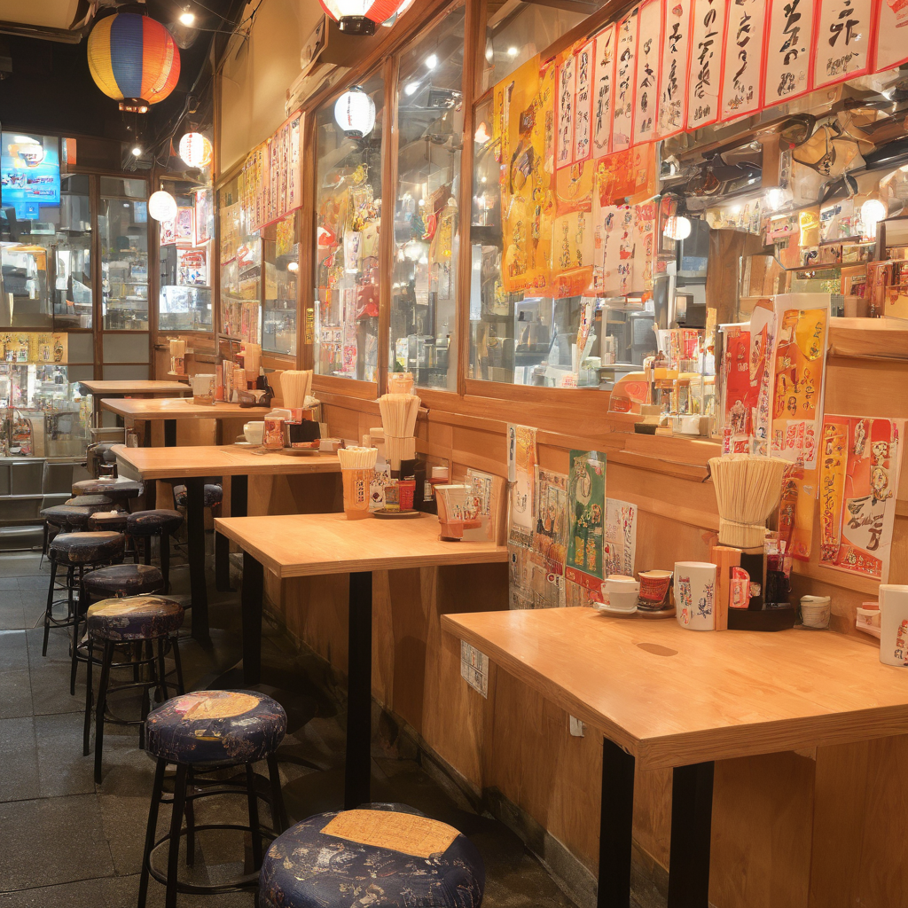 masterpiece, best quality, ultra-detailed, illustration,
sakaba, scenery, table, stool, chair, indoors, poster (object), night, window, cup, lamp, lantern, trash can, light, neon lights, japanese architecture, japan, realistic, photo background, photo (medium)
 <lora:taisyu_sakaba_SDXL_V2:1>