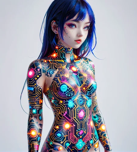 masterpiece,high resolution,8k,
 <lora:Circuit_patternXL:0.8>,
circuitpattern,
 1girl, solo, body,body tattoo,