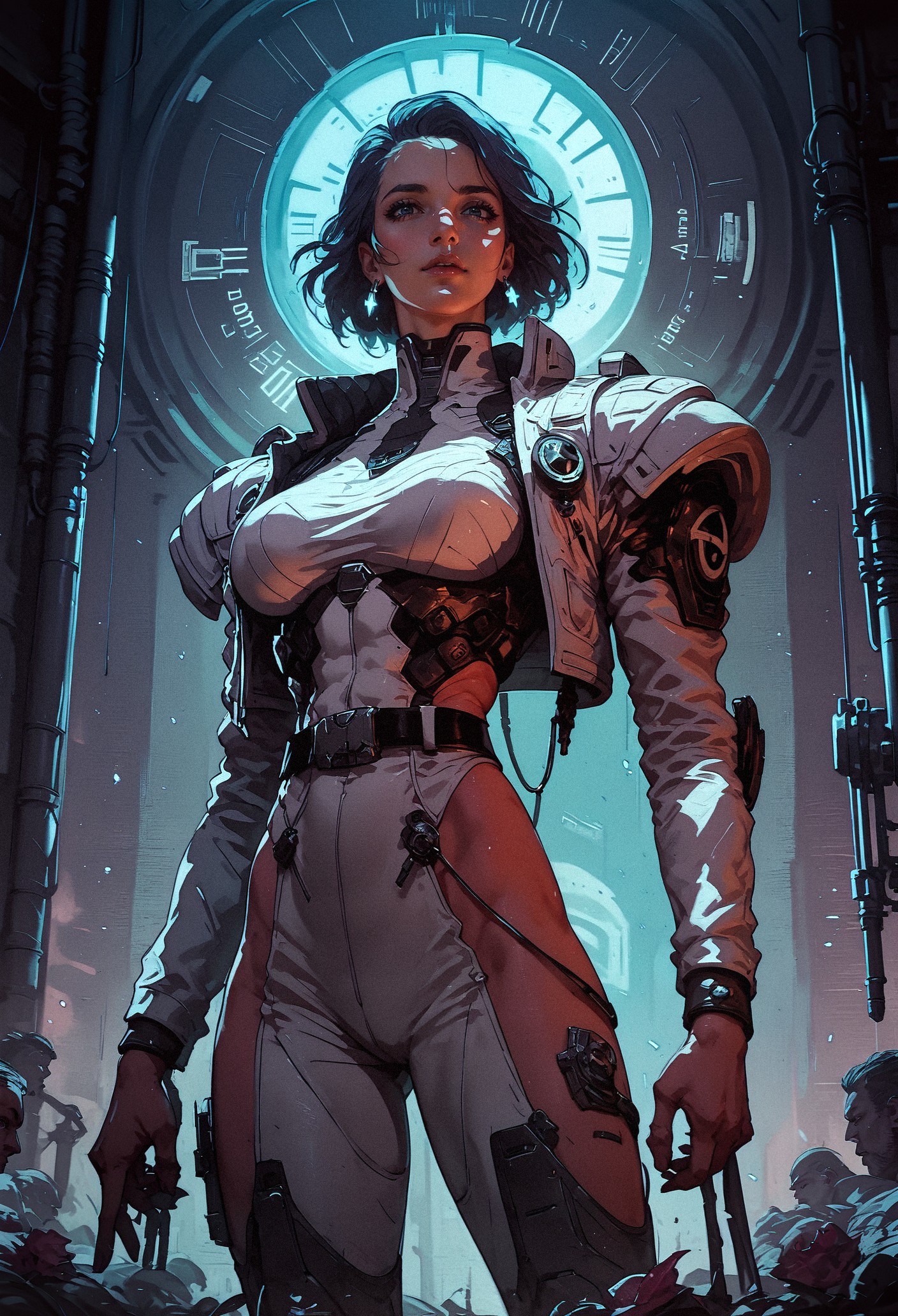 score_9, score_8_up, score_7_up,  a woman in a white suit standing in a room with a circular light behind her, Star Trek setting, retrofuturism, black belt  <lora:pony/twilight_style:0.8> concept art, <lora:pony/expressiveh:0.8> expressiveh, <lora:pony/kenva:0.7> <lora:sdxl/sinfully_stylish_sdxl>